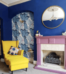 Karenanita_deep_blue_walls_and_yellow_chair