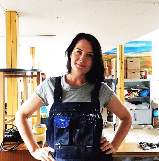 Jen of Happy Retro Furniture in her studio