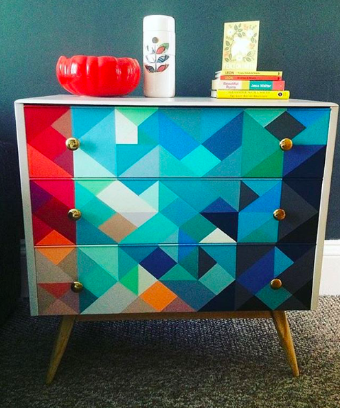 HappyRetroFurniture_painted_midcentury_dresser_in_red_and_blues