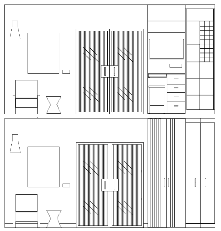 Liznylon_Auto_CAD_elevation_with_reeded_glass_doors_and_built_in_unit ...
