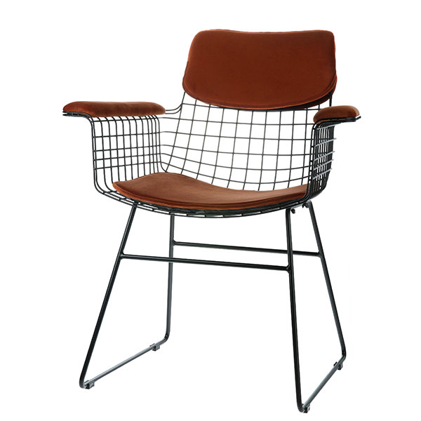 HKLiving-Wire-Chair-with-velvet-arms-and-seat-in-terracotta