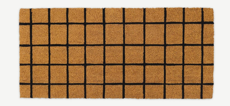 Made-black-grid-oversized-doormat-in-coir